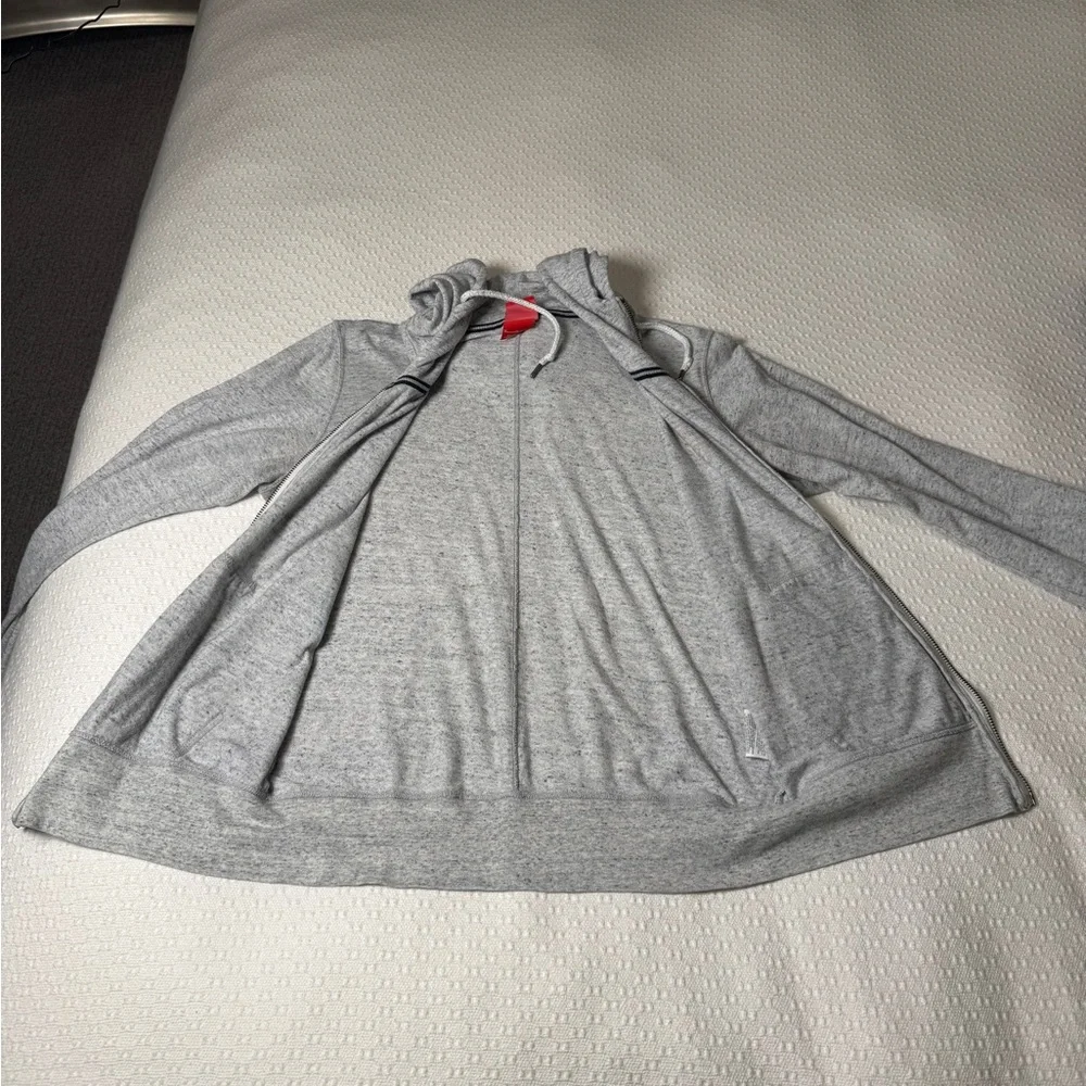 Nike Light Gray Zip Hoodie Sweatshirt with White Logo Medium